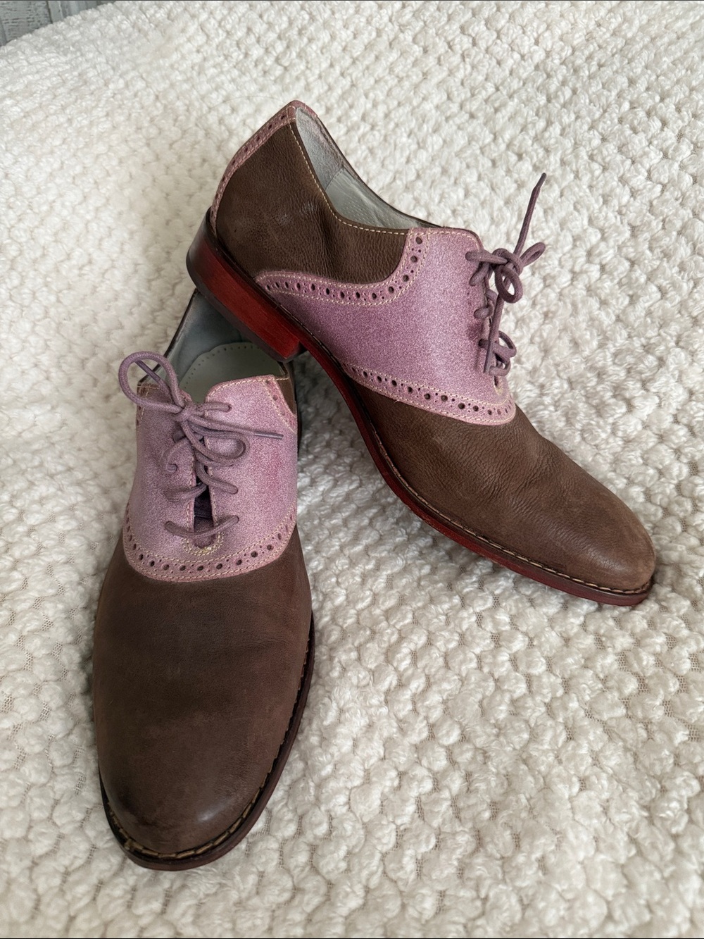 Mens 11 Cole Haan Nike Air Colton Saddle Oxfords Hibiscus Leather Suede